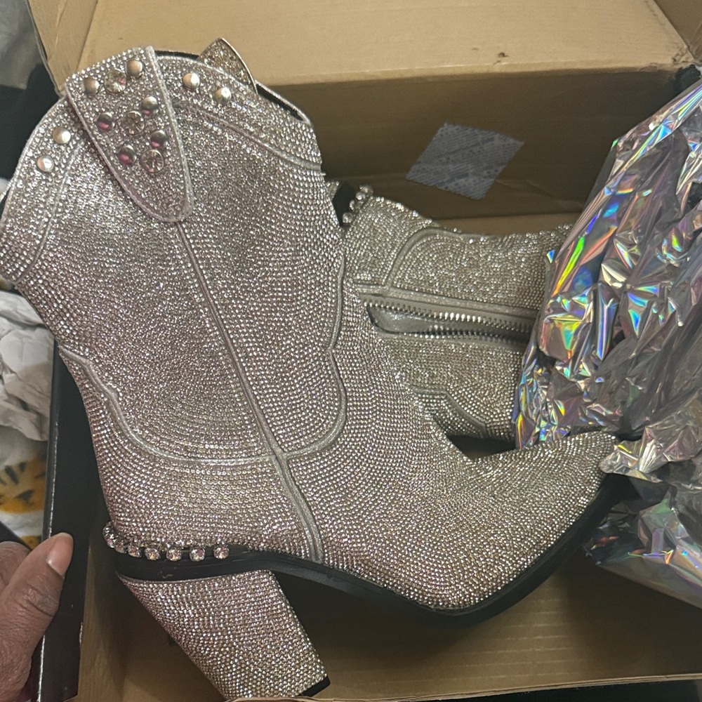Silver Studded Women's Ankle Boots
